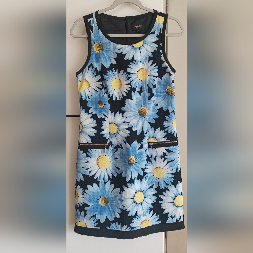 Laundry By Shelli Segal Blue and Yellow Floral Dress